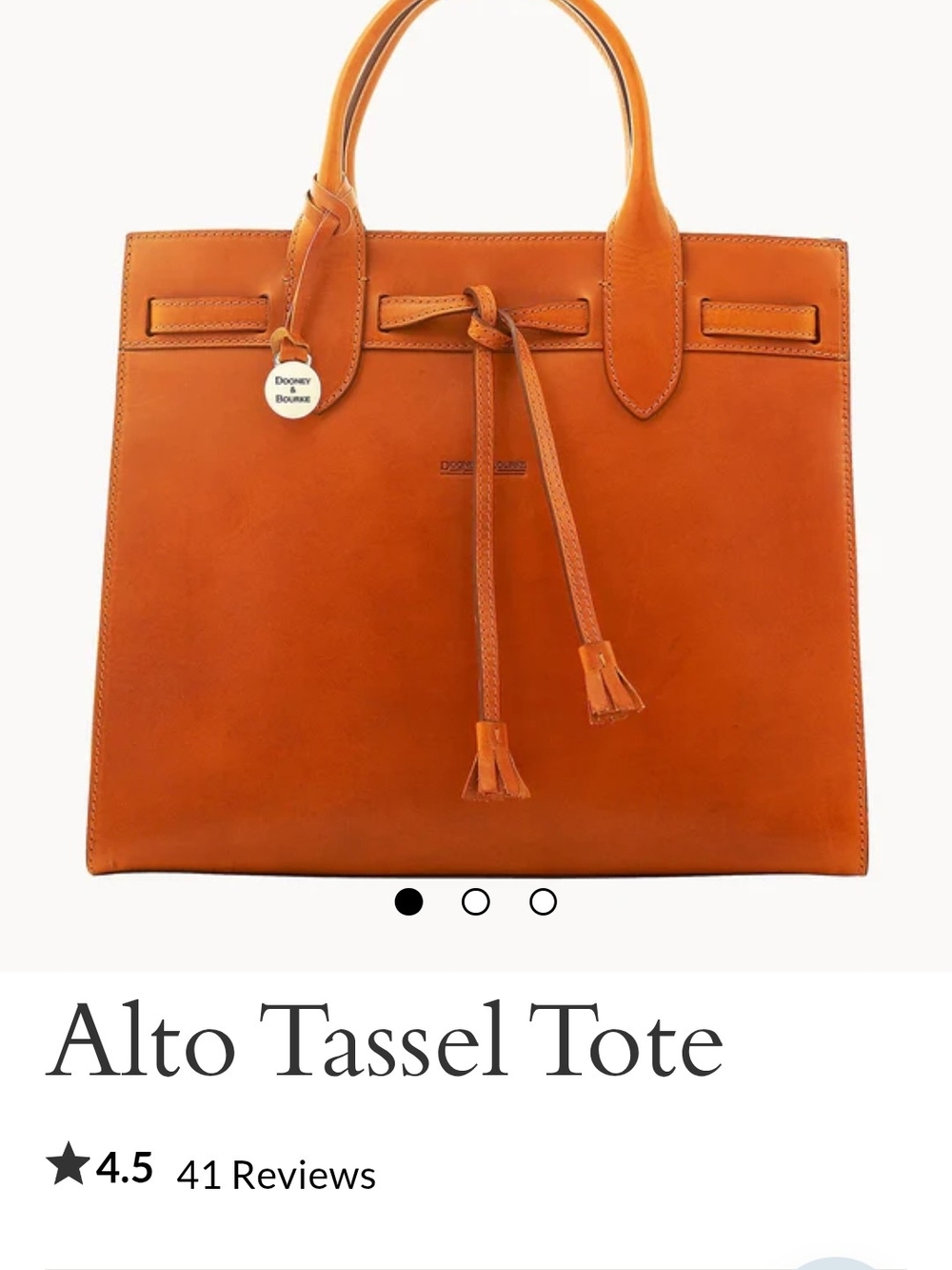 NWOT Dooney & Bourke Alto Tassel Tote - Tobacco Brown